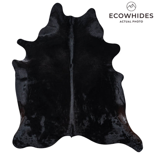 Brazilian Solid Black Cowhide Rug Size 7'7" L x 6'10" W 7733