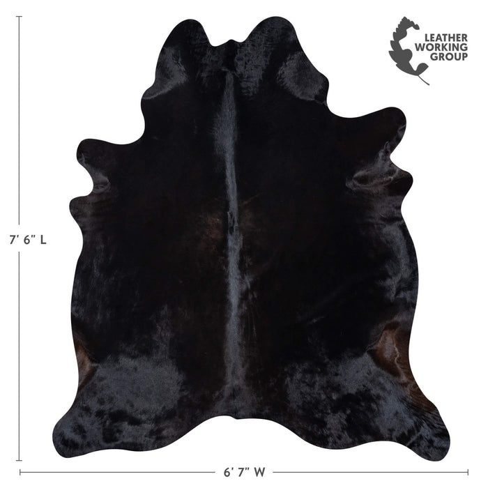 Brazilian Solid Black Cowhide Rug Size 7'6" L x 6'7" W 7734