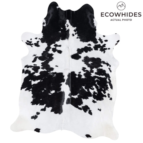 Brazilian Black and White Cowhide Rug Size 7'5" L x 6'0" W 7736