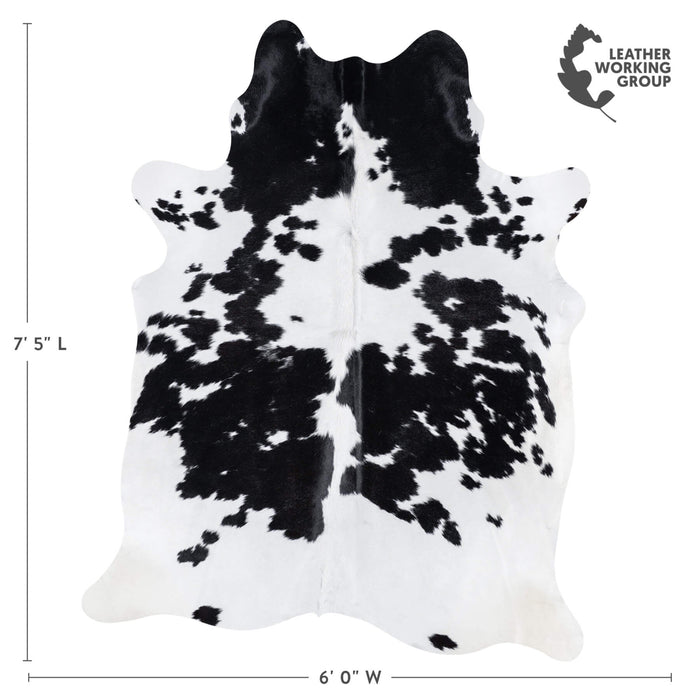 Brazilian Black and White Cowhide Rug Size 7'5" L x 6'0" W 7736