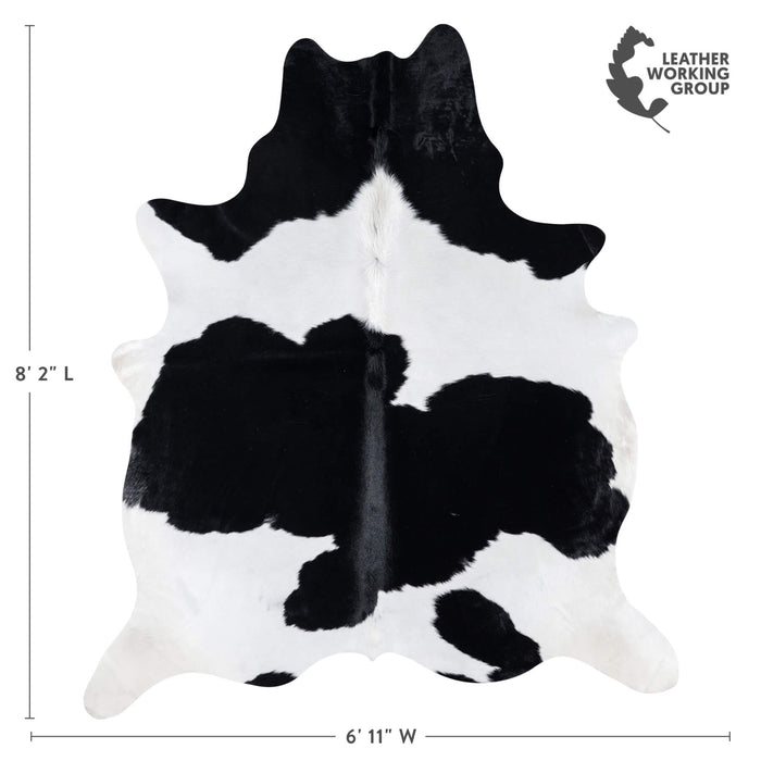 Brazilian Black and White Cowhide Rug Size 8'2" L x 6'11" W 7738