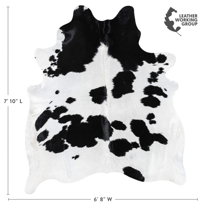 Brazilian Black and White Cowhide Rug Size 7'10" L x 6'8" W 7739