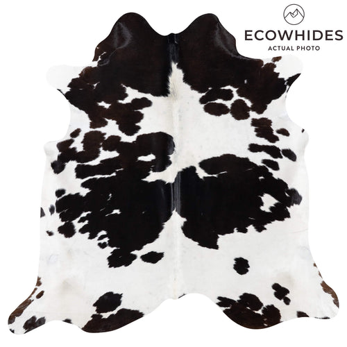Brazilian Black and White Cowhide Rug Size 7'4" L x 7'5" W 7741