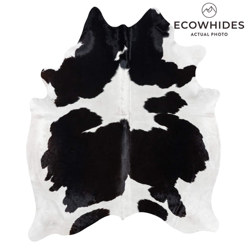 Brazilian Black and White Cowhide Rug Size 7'9" L x 6'6" W 7742