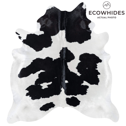 Brazilian Black and White Cowhide Rug Size 7'6" L x 6'10" W 7744