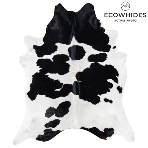 Brazilian Black and White Cowhide Rug Size 8'6" L x 7'3" W 7747