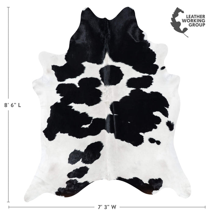 Brazilian Black and White Cowhide Rug Size 8'6" L x 7'3" W 7747