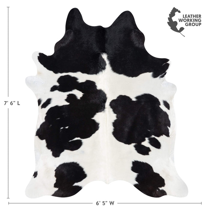 Brazilian Black and White Cowhide Rug Size 7'6" L x 6'5" W 7771