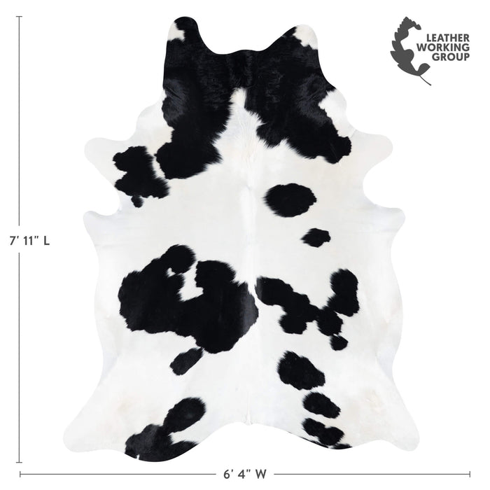 Brazilian Black and White Cowhide Rug Size 7'11" L x 6'4" W 7772