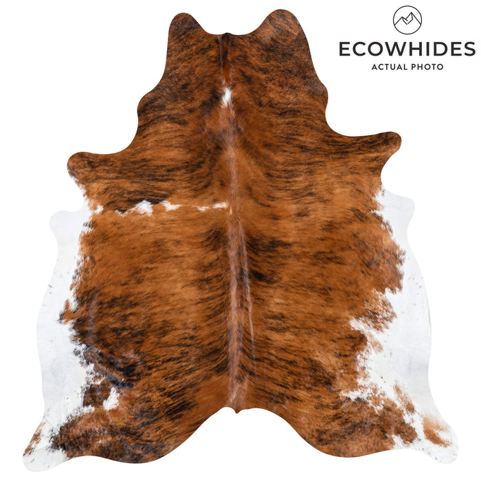 Brazilian Brindle White Belly Cowhide Rug Size 7'10" L x 7'4" W 7774