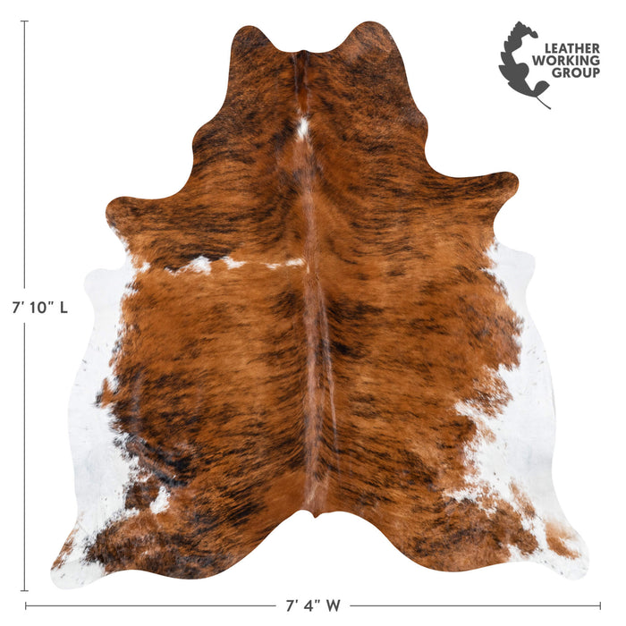 Brazilian Brindle White Belly Cowhide Rug Size 7'10" L x 7'4" W 7774