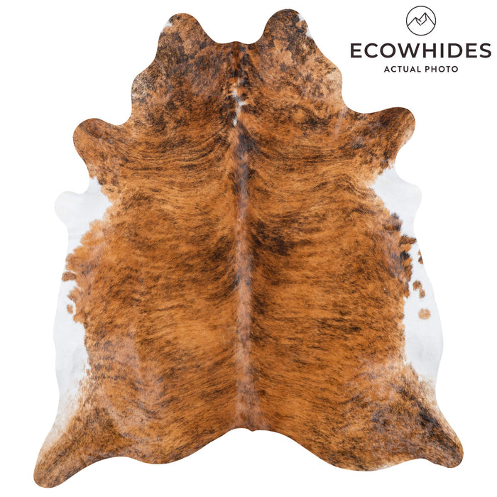 Brazilian Brindle White Belly Cowhide Rug Size 8'3" L x 7'4" W 7779