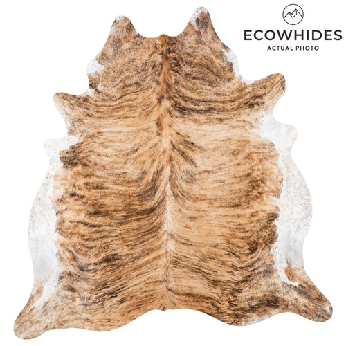 Brazilian Brindle White Belly Cowhide Rug Size 8'4" L x 7'10" W 7781
