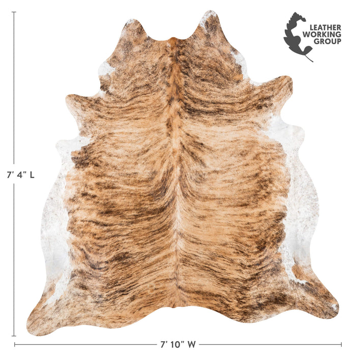 Brazilian Brindle White Belly Cowhide Rug Size 8'4" L x 7'10" W 7781