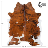 Brazilian Brindle White Belly Cowhide Rug Size 7'7" L x 5'7" W 7784