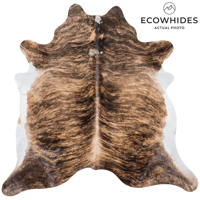 Brazilian Brindle White Belly Cowhide Rug Size 6'10" L x 7'0" W 7786