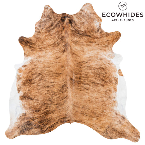 Brazilian Brindle White Belly Cowhide Rug Size 7'0" L x 6'7" W 7793