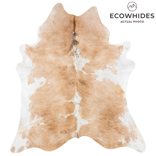 Brazilian Palomino and White Cowhide Rug Size 7'4" L x 6'8" W 7796