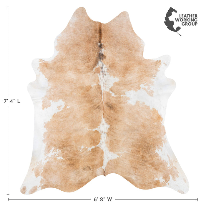 Brazilian Palomino and White Cowhide Rug Size 7'4" L x 6'8" W 7796