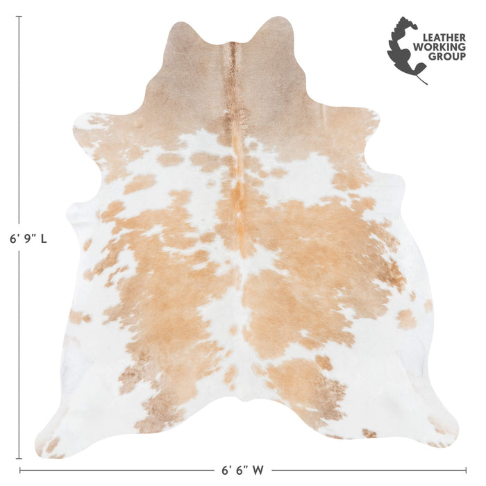 Brazilian Palomino and White Cowhide Rug Size 6'9" L x 6'6" W 7797