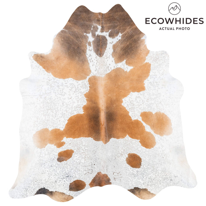 Brazilian Chocolate and White Cowhide Rug Size 7'11" L x 7'5" W 7837