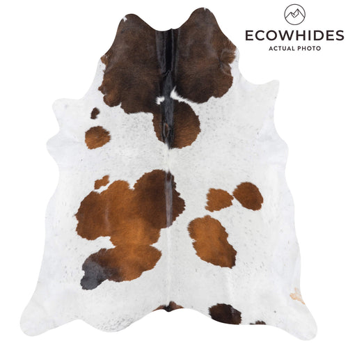 Brazilian Chocolate and White Cowhide Rug Size 7'11" L x 6'11" W 7841