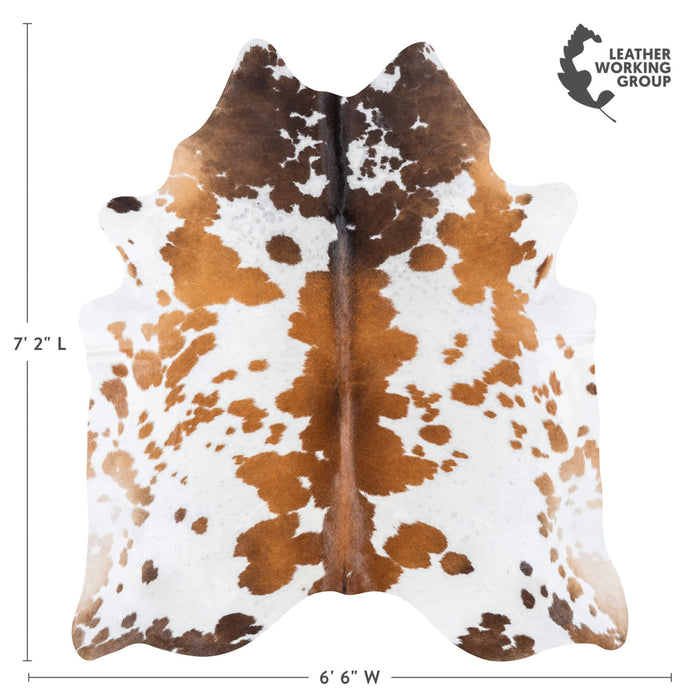 Brazilian Chocolate and White Cowhide Rug Size 7'2" L x 6'6" W 7843
