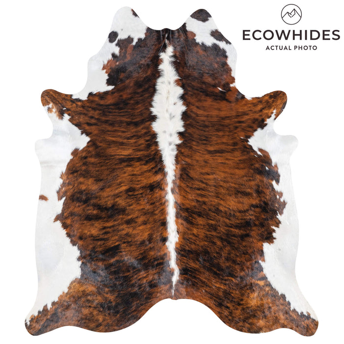 Brazilian Brindle White Belly and Backbone Cowhide Rug Size 7'3" L x 6'5" W 7846