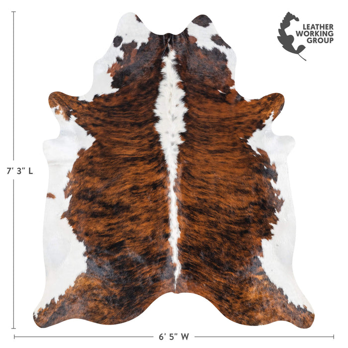 Brazilian Brindle White Belly and Backbone Cowhide Rug Size 7'3" L x 6'5" W 7846