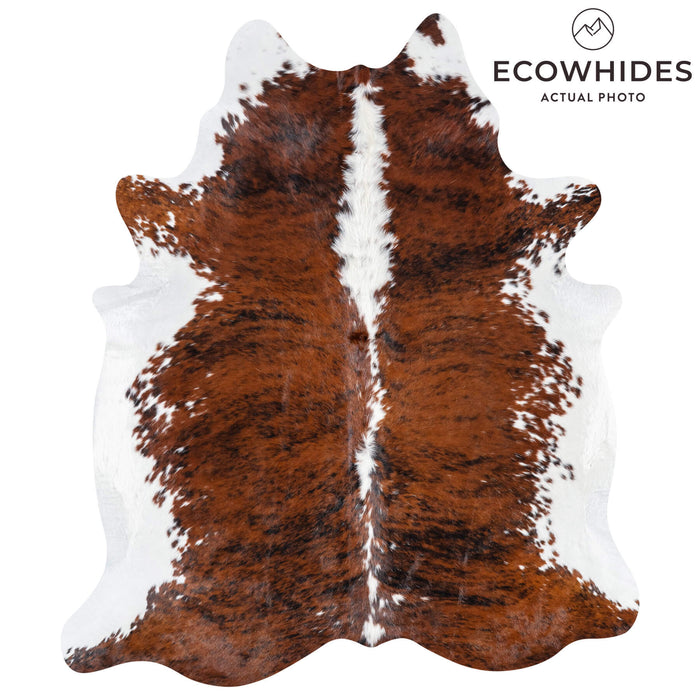 Brazilian Brindle White Belly and Backbone Cowhide Rug Size 7'3" L x 6'1" W 7848