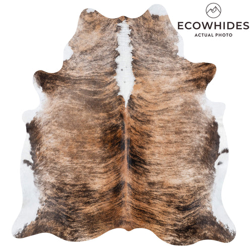 Brazilian Brindle White Belly and Backbone Cowhide Rug Size 6'10" L x 6'4" W 7850