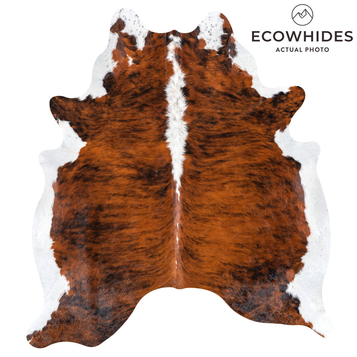 Brazilian Brindle White Belly and Backbone Cowhide Rug Size 6'8" L x 5'11" W 7851