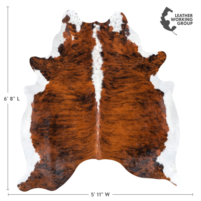 Brazilian Brindle White Belly and Backbone Cowhide Rug Size 6'8" L x 5'11" W 7851