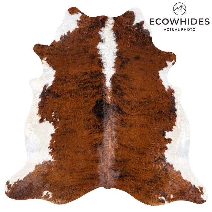 Brazilian Brindle White Belly and Backbone Cowhide Rug Size 6'6" L x 6'8" W 7853