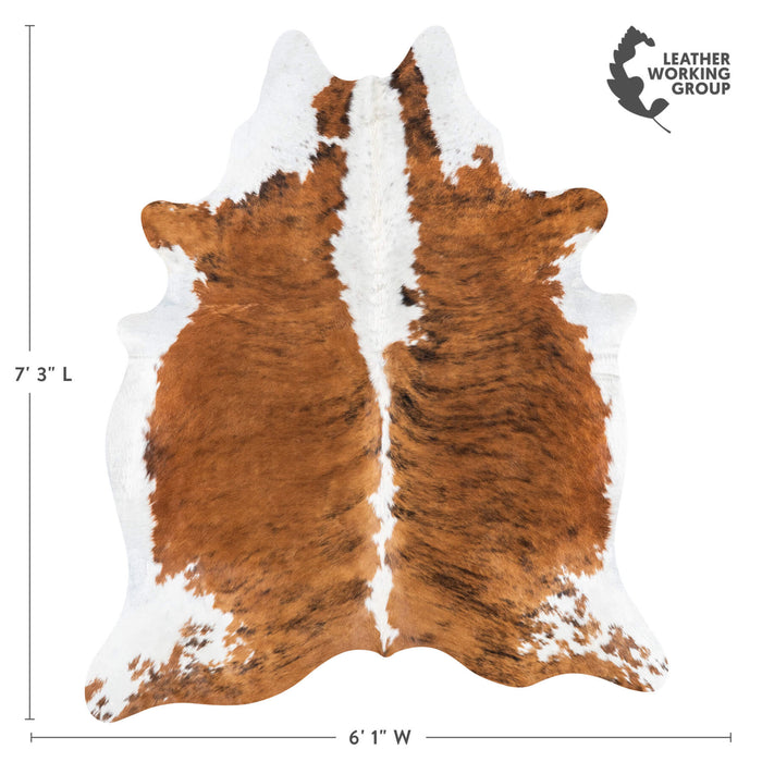 Brazilian Brindle White Belly and Backbone Cowhide Rug Size 7'3" L x 6'1" W 7854