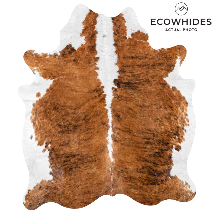 Brazilian Brindle White Belly and Backbone Cowhide Rug Size 6'7" L x 5'7" W 7855