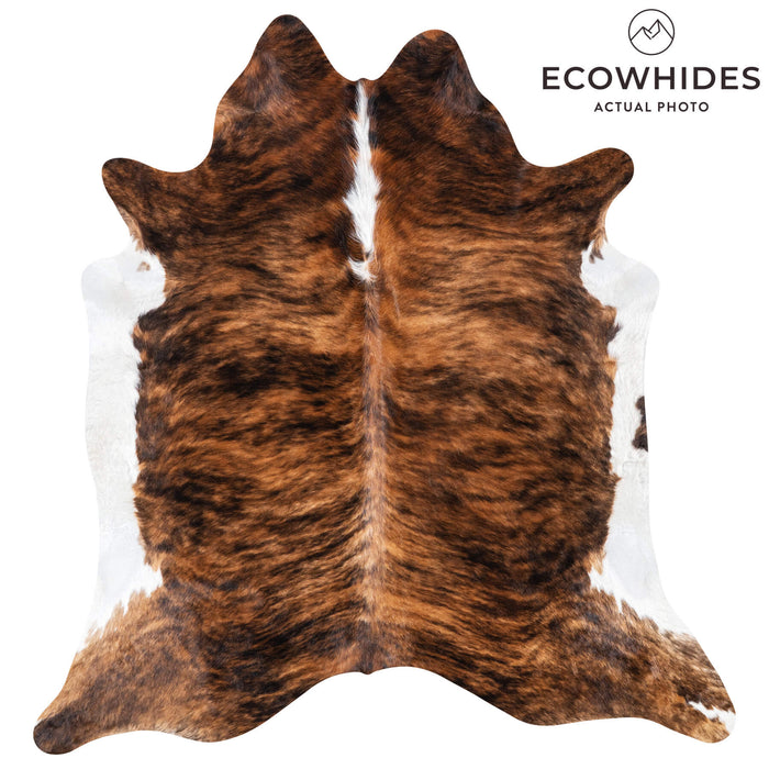 Brazilian Brindle White Belly and Backbone Cowhide Rug Size 7'0" L x 6'7" W 7856