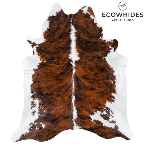 Brazilian Brindle White Belly and Backbone Cowhide Rug Size 7'0" L x 6'1" W 7859