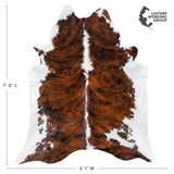 Brazilian Brindle White Belly and Backbone Cowhide Rug Size 7'0" L x 6'1" W 7859