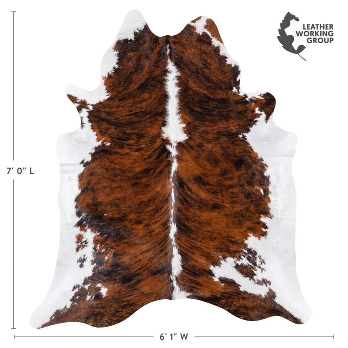 Brazilian Brindle White Belly and Backbone Cowhide Rug Size 7'0" L x 6'1" W 7859
