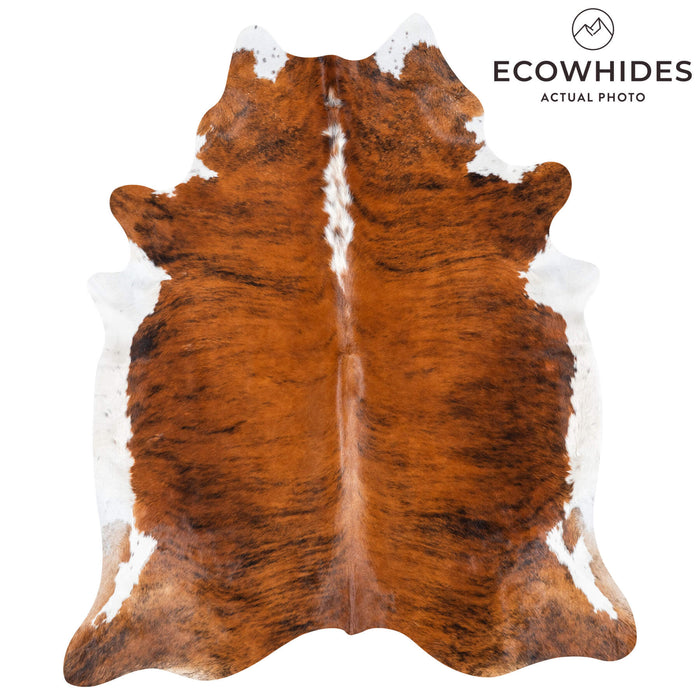 Brazilian Brindle White Belly and Backbone Cowhide Rug Size 8'2" L x 6'10" W 7863