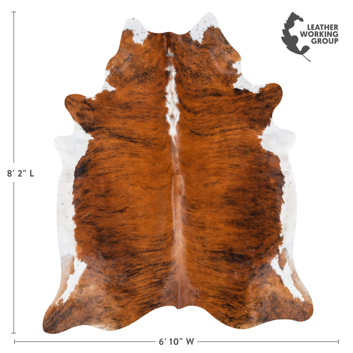 Brazilian Brindle White Belly and Backbone Cowhide Rug Size 8'2" L x 6'10" W 7863