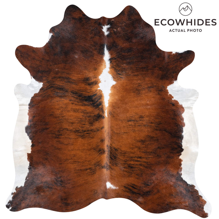 Brazilian Brindle White Belly and Backbone Cowhide Rug Size 7'0" L x 6'10" W 7864