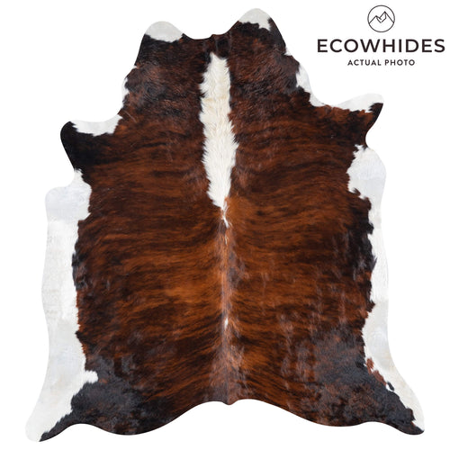 Brazilian Brindle White Belly and Backbone Cowhide Rug Size 7'7" L x 6'11" W 7865