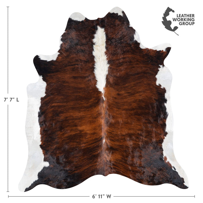 Brazilian Brindle White Belly and Backbone Cowhide Rug Size 7'7" L x 6'11" W 7865