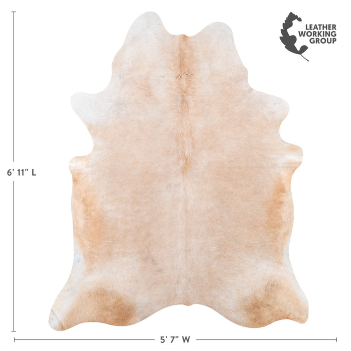 Brazilian Beige Cowhide Rug Size 6'11" L x 5'7" W 7911