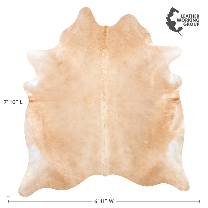 Brazilian Beige Cowhide Rug Size 7'10" L x 6'11" W 7935