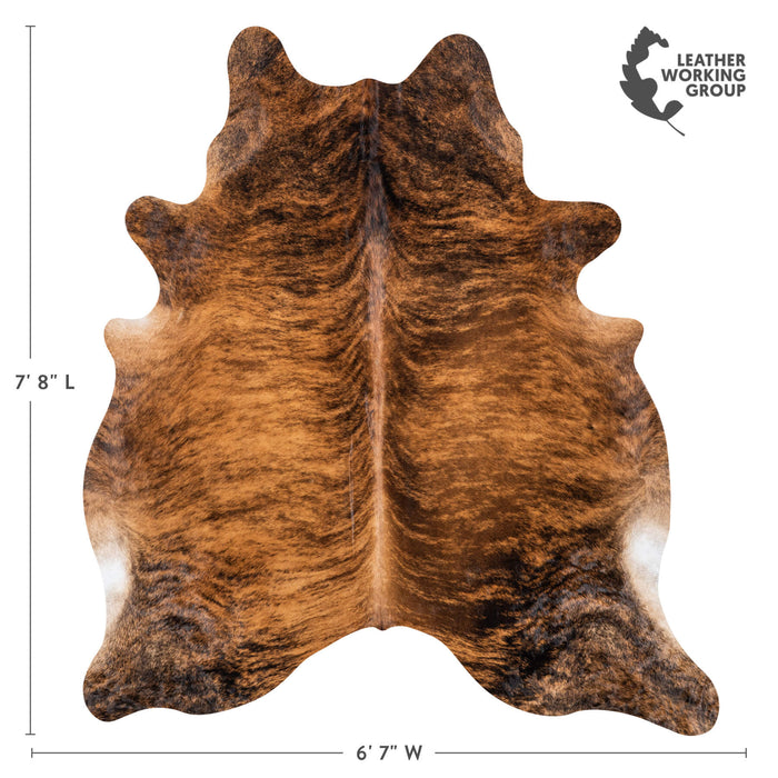 Brazilian Brindle Cowhide Rug Size 7'8" L x 6'7" W 7949