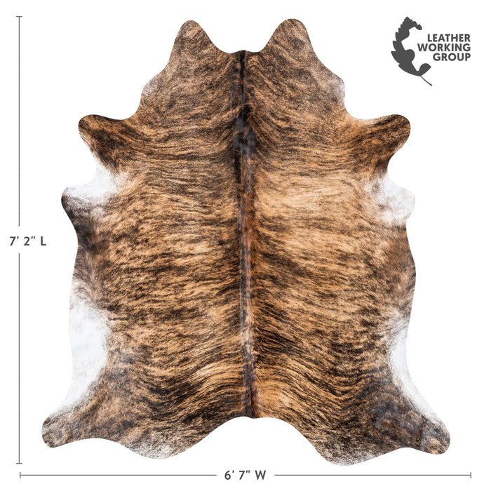 Brazilian Brindle Cowhide Rug Size 7'2" L x 6'7" W 7955
