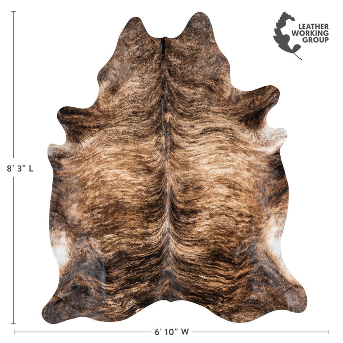 Brazilian Brindle Cowhide Rug Size 8'3" L x 6'10" W 7966